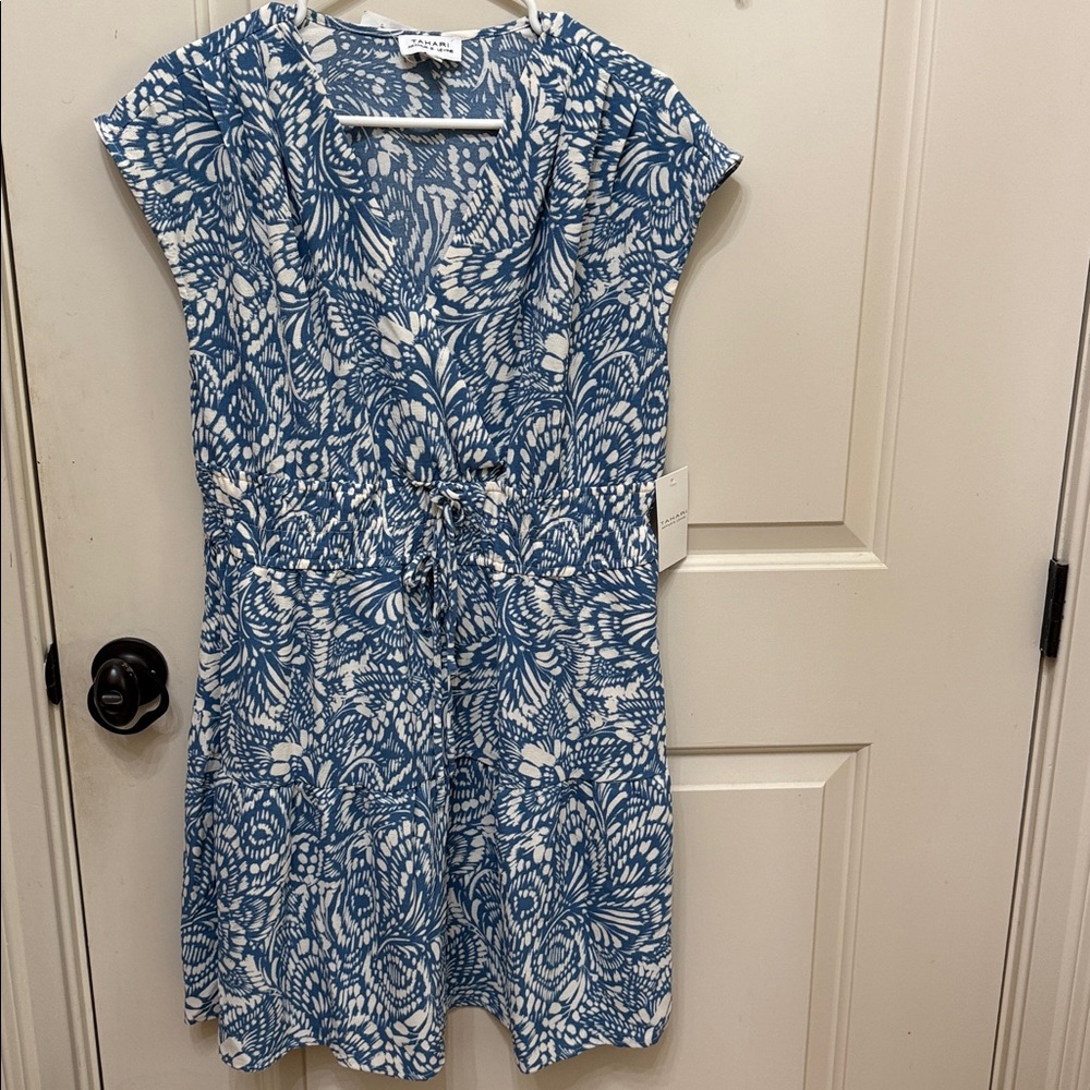 Tahari Blue and White Patterned Dress
